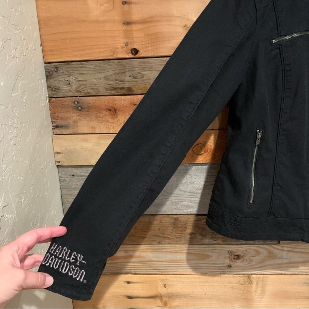 Harley-Davidson 3in1 Hoodie Lined Moto Jacket With Rivet Logo Detail Black Sz S - Picture 5 of 16